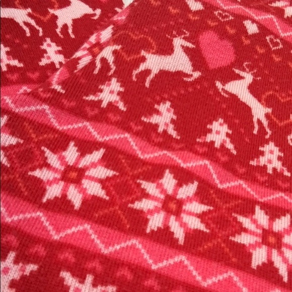 No Boundaries Holiday Winter Snowflake Reindeer Print Fleece Leggings - Picture 2 of 3